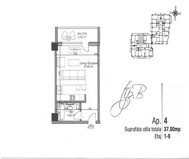 apartament nou 1 camere de vanzare c.u.g. Iasi