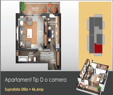Apartament Nou 1 camere  de vanzare  Copou