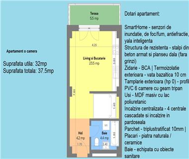 Apartament Nou 1 camere  de vanzare  Copou