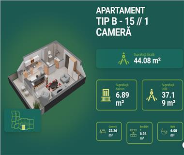 Apartament Nou 1 camere  de vanzare  Dacia