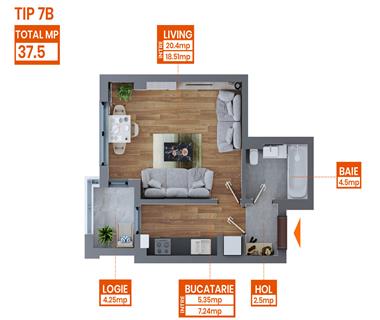 Apartament Nou 1 camere  de vanzare  Dacia