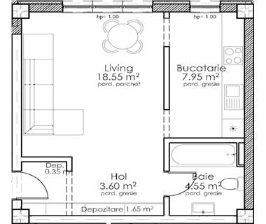 Apartament Nou 1 camere  de vanzare  Pacurari