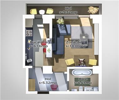 Apartament Nou 1 camere  de vanzare  Podu Ros