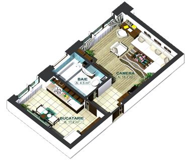 Apartament Nou 1 camere  de vanzare  Bularga Baza III