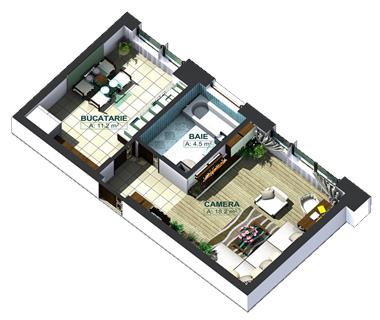 Apartament Nou 1 camere  de vanzare  Bularga Baza III