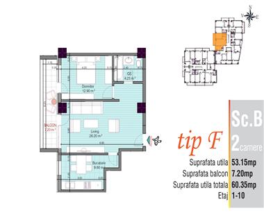 Apartament Nou 2 camere  de vanzare  Nicolina