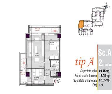 Apartament Nou 2 camere  de vanzare  Nicolina