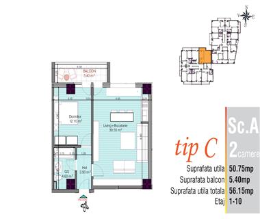 Apartament Nou 2 camere  de vanzare  Nicolina