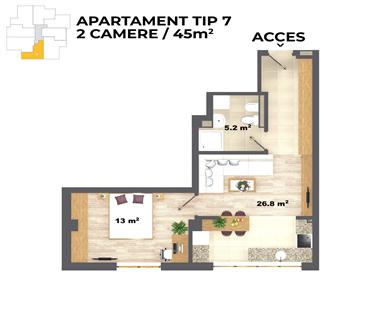 Apartament Nou 2 camere  de vanzare  C.U.G.