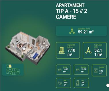 Apartament Nou 2 camere  de vanzare  Dacia