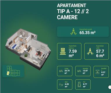 Apartament Nou 2 camere  de vanzare  Dacia