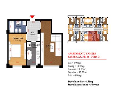 Apartament Nou 2 camere  de vanzare  Galata