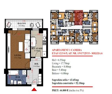 Apartament Nou 2 camere  de vanzare  Valea Lupului