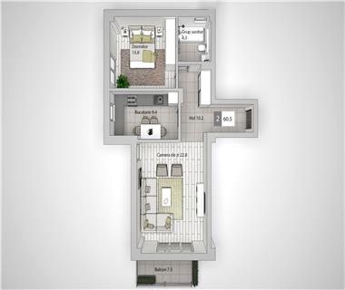 Apartament Nou 2 camere  de vanzare  Tg Cucu  Podul de Fier