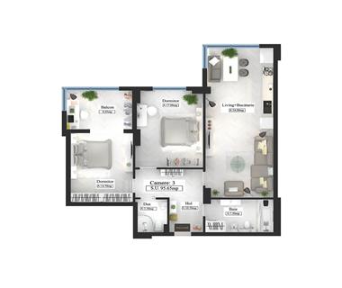 Apartament Nou 3 camere  de vanzare  Copou
