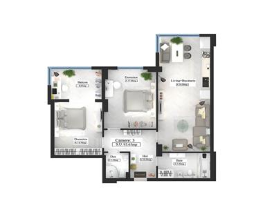 Apartament Nou 3 camere  de vanzare  Copou