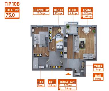 Apartament Nou 3 camere  de vanzare  Dacia