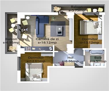 Apartament Nou 3 camere  de vanzare  Podu Ros