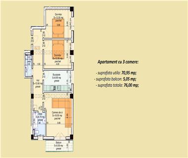 Apartament Nou 3 camere  de vanzare  Popas Pacurari