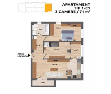 Apartament Nou 3 camere  de vanzare  C.U.G  Valea Adanca