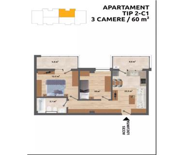 Apartament Nou 3 camere  de vanzare  C.U.G  Valea Adanca