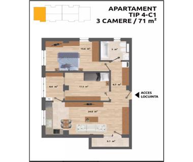 Apartament Nou 3 camere  de vanzare  C.U.G  Valea Adanca