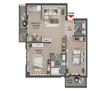 Apartament Nou 3 camere  de vanzare  Valea Lupului