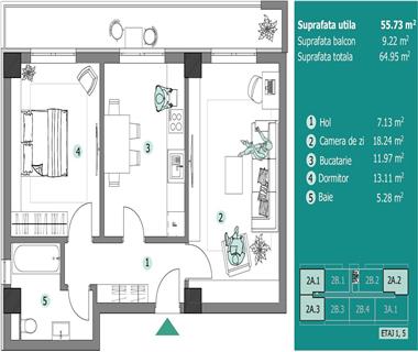 Apartament Nou 3 camere  de vanzare  Visani